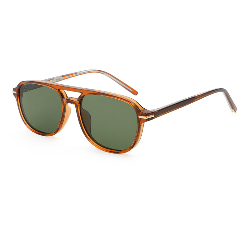 Square Double-Bridge Polarized Sunglasses | Navigator-Inspired UV400 Eyewear | 6253P