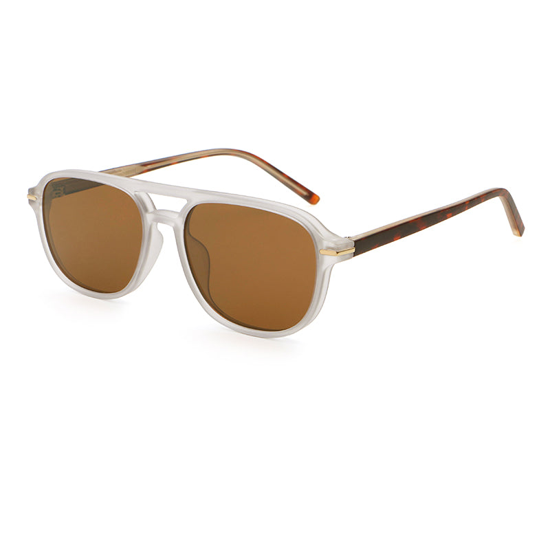 Square Double-Bridge Polarized Sunglasses | Navigator-Inspired UV400 Eyewear | 6253P
