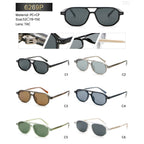 Square Double-Bridge Sunglasses | Transparent Rivet-Detail Navigator Eyewear | 6269P