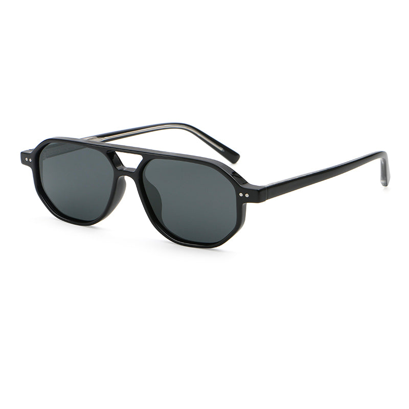 Square Double-Bridge Sunglasses | Transparent Rivet-Detail Navigator Eyewear | 6269P