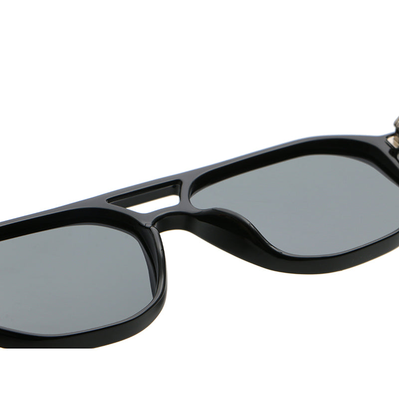 Square Double-Bridge Sunglasses | Transparent Rivet-Detail Navigator Eyewear | 6269P