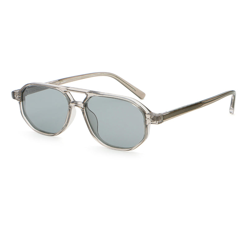 Square Double-Bridge Sunglasses | Transparent Rivet-Detail Navigator Eyewear | 6269P
