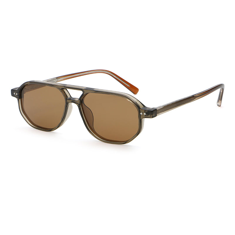 Square Double-Bridge Sunglasses | Transparent Rivet-Detail Navigator Eyewear | 6269P