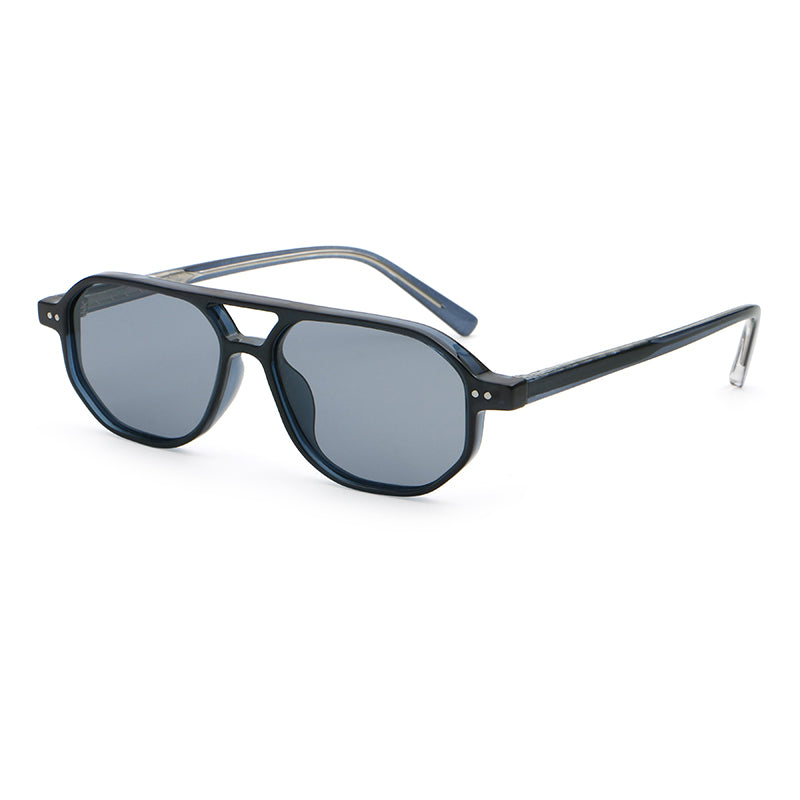 Square Double-Bridge Sunglasses | Transparent Rivet-Detail Navigator Eyewear | 6269P