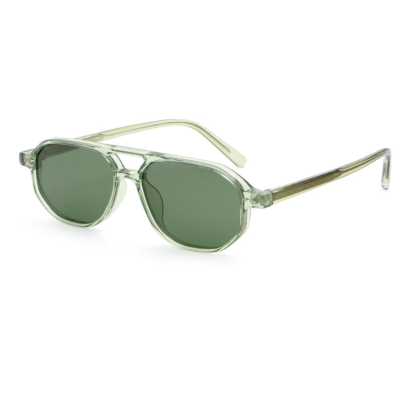 Square Double-Bridge Sunglasses | Transparent Rivet-Detail Navigator Eyewear | 6269P
