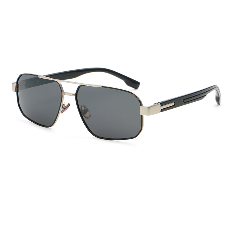 Rectangular Metal Navigator Sunglasses | Cutout-Temple Contemporary Eyewear | 669809