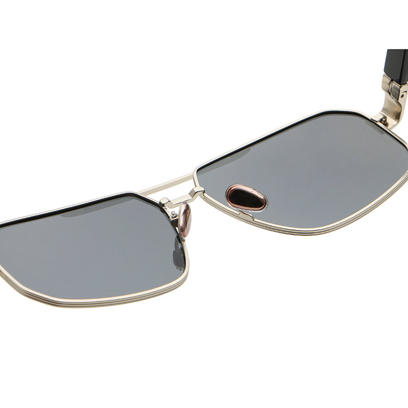Rectangular Metal Navigator Sunglasses | Cutout-Temple Contemporary Eyewear | 669809