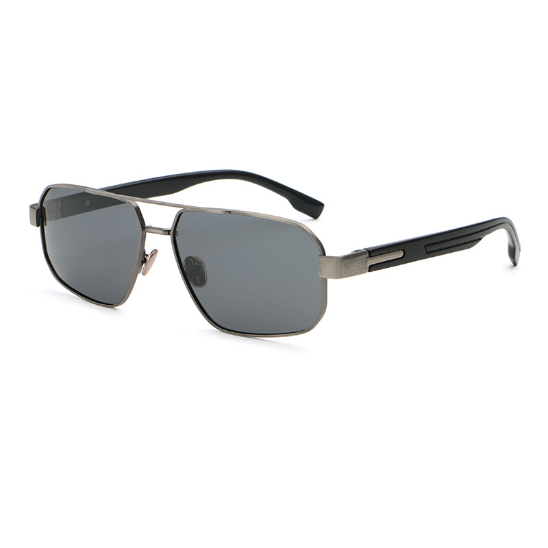 Rectangular Metal Navigator Sunglasses | Cutout-Temple Contemporary Eyewear | 669809