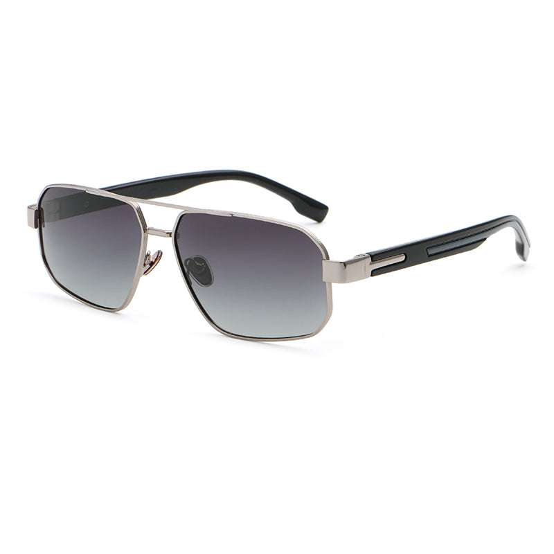 Rectangular Metal Navigator Sunglasses | Cutout-Temple Contemporary Eyewear | 669809
