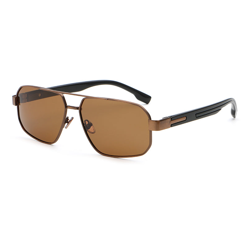 Rectangular Metal Navigator Sunglasses | Cutout-Temple Contemporary Eyewear | 669809