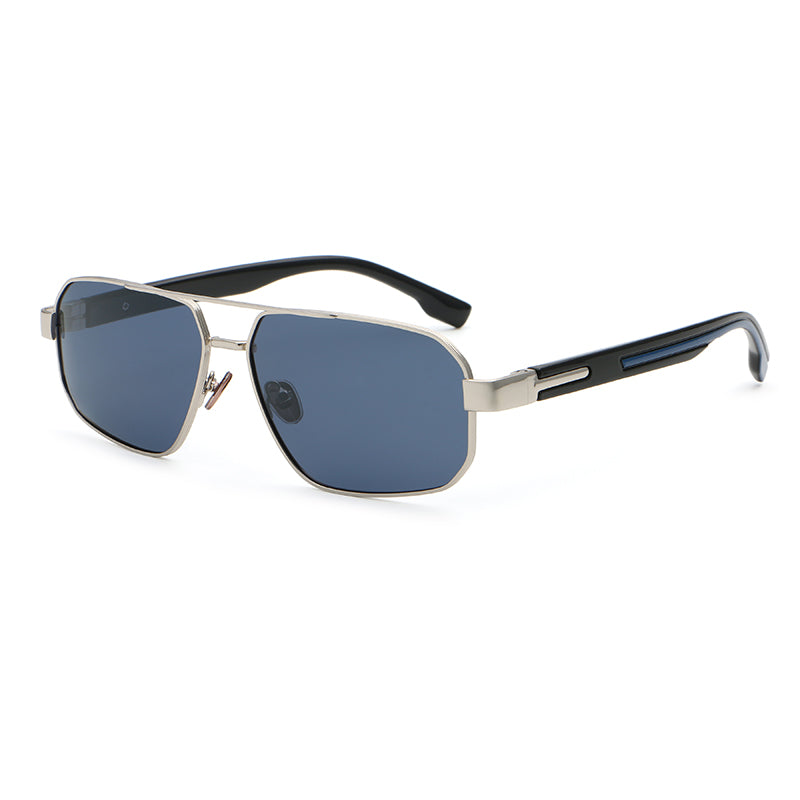 Rectangular Metal Navigator Sunglasses | Cutout-Temple Contemporary Eyewear | 669809