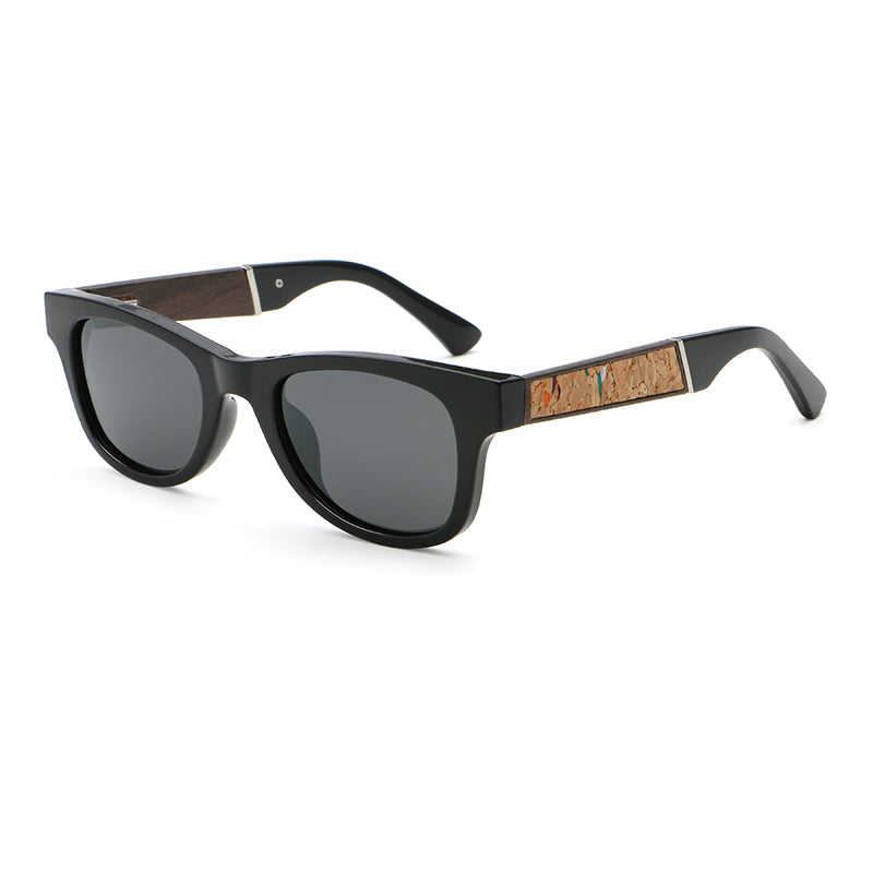 Square Sunglasses | Natural-Texture Inlay Temple Eyewear | 6832P