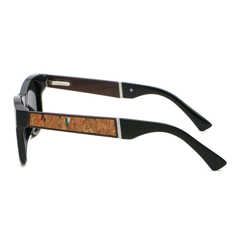 Square Sunglasses | Natural-Texture Inlay Temple Eyewear | 6832P