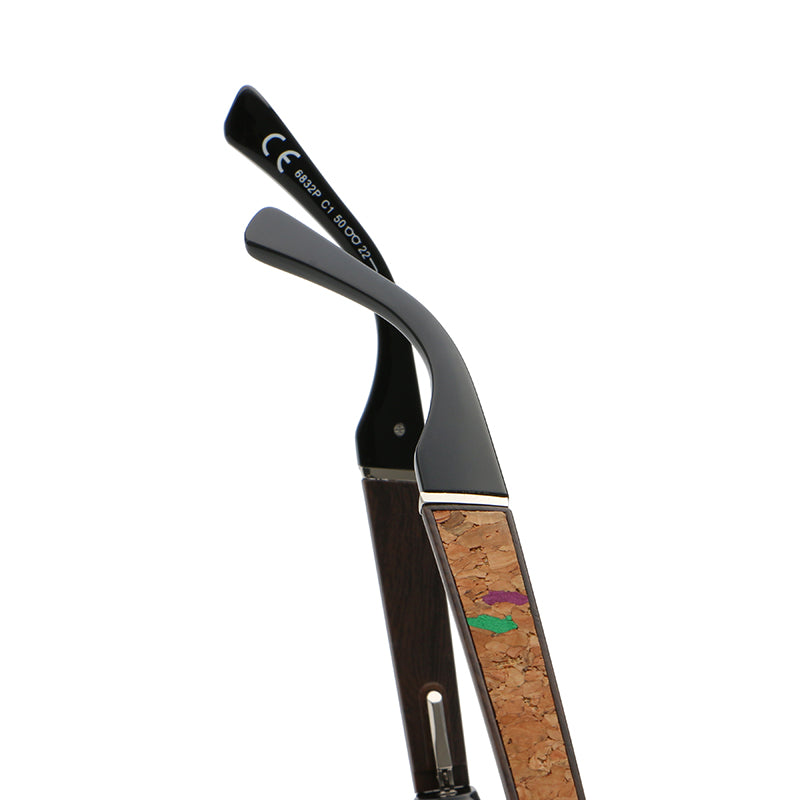 Square Sunglasses | Natural-Texture Inlay Temple Eyewear | 6832P