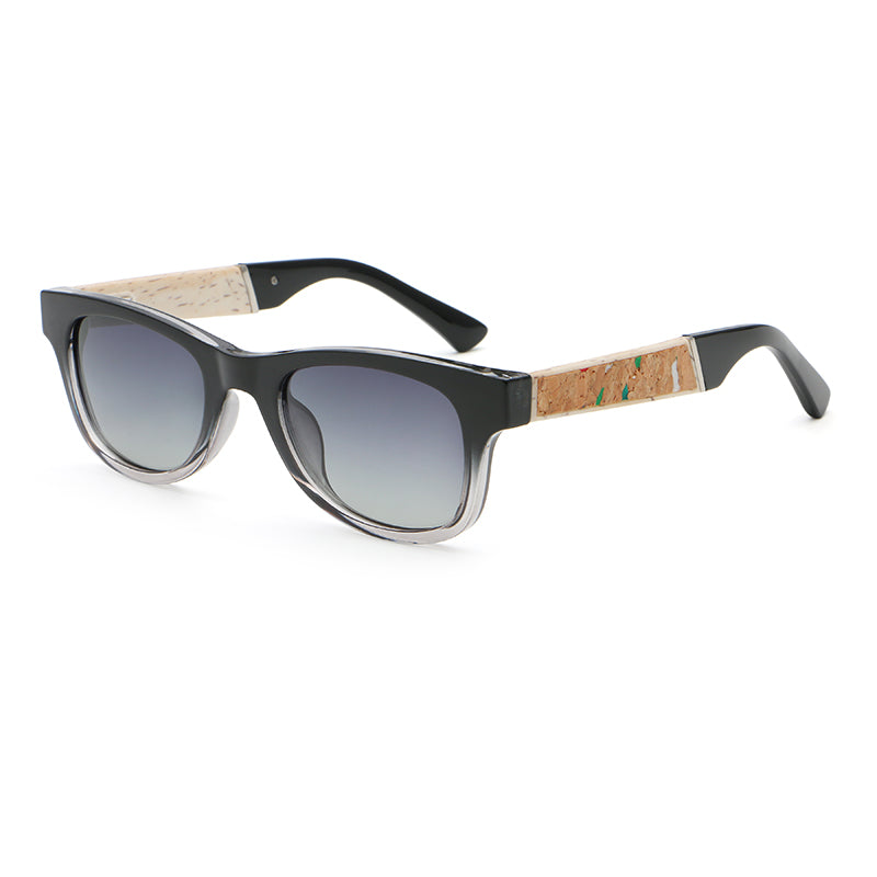 Square Sunglasses | Natural-Texture Inlay Temple Eyewear | 6832P