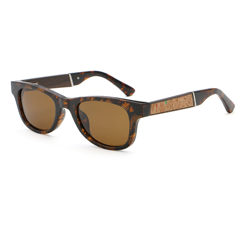 Square Sunglasses | Natural-Texture Inlay Temple Eyewear | 6832P