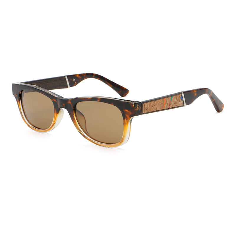 Square Sunglasses | Natural-Texture Inlay Temple Eyewear | 6832P