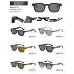 Rounded Square Sunglasses | Triple-Rivet Natural-Texture Temple Eyewear | 6833P