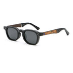 Rounded Square Sunglasses | Triple-Rivet Natural-Texture Temple Eyewear | 6833P