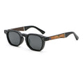 Rounded Square Sunglasses | Triple-Rivet Natural-Texture Temple Eyewear | 6833P