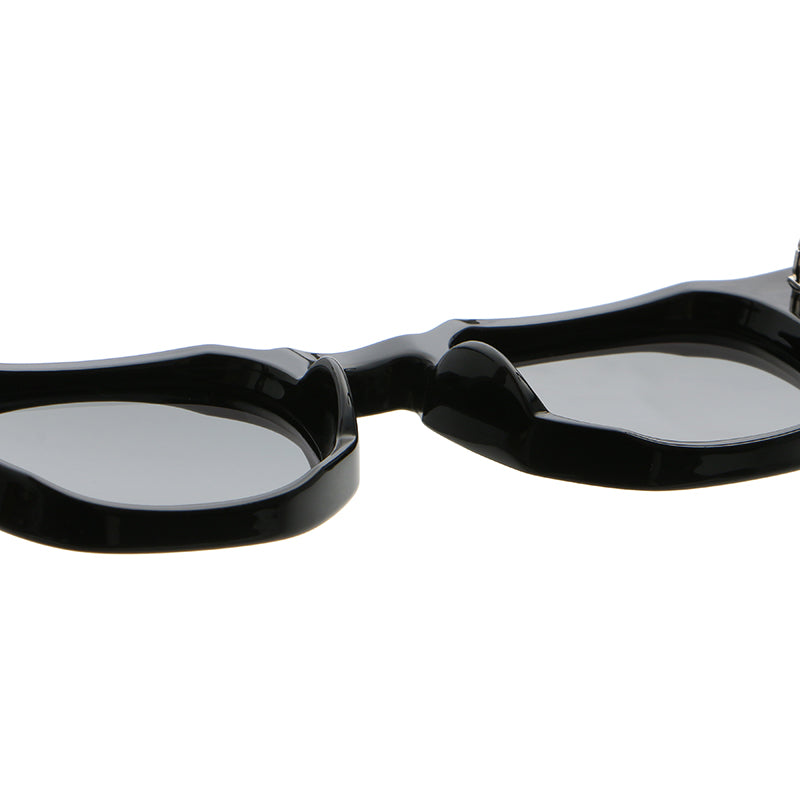Rounded Square Sunglasses | Triple-Rivet Natural-Texture Temple Eyewear | 6833P