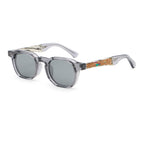 Rounded Square Sunglasses | Triple-Rivet Natural-Texture Temple Eyewear | 6833P