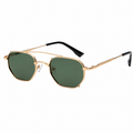 Geometric Double-Bridge Metal Sunglasses | Rim-Clip Navigator Eyewear | 669832