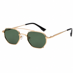 Geometric Double-Bridge Metal Sunglasses | Rim-Clip Navigator Eyewear | 669832