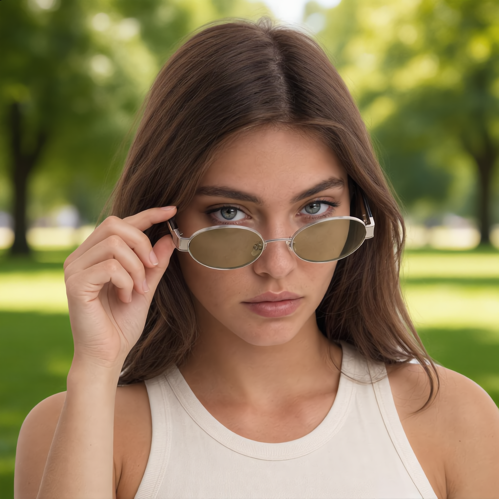 Oval Sunglasses with Sculpted Statement Temples | UV400 Retro Everyday Eyewear | 10841