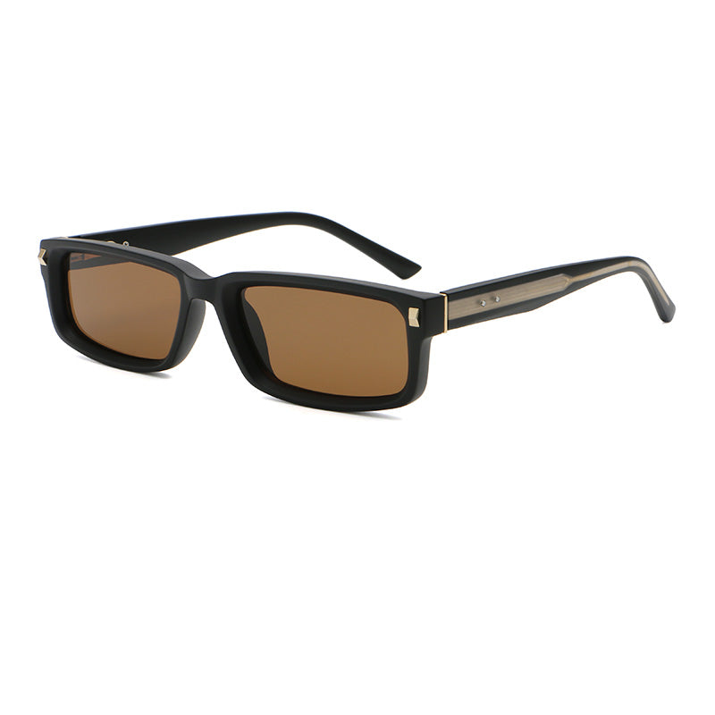 Wide Rectangular Sunglasses | Sculpted Temple Statement Eyewear | 98126