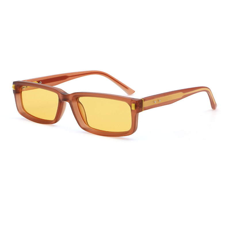 Wide Rectangular Sunglasses | Sculpted Temple Statement Eyewear | 98126