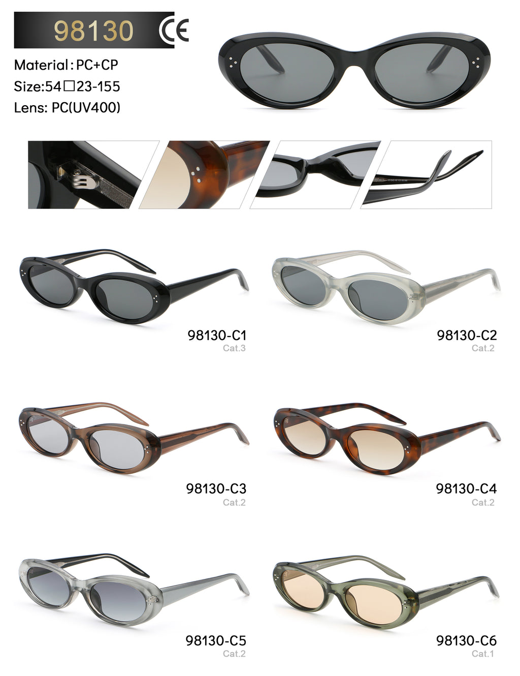 Slim Oval Sunglasses | Rivet-Detail Everyday Eyewear | 98130