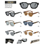 Geometric Round Sunglasses | Sculpted-Rim Metal-Accent Statement Eyewear | 9860P
