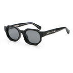 Geometric Round Sunglasses | Sculpted-Rim Metal-Accent Statement Eyewear | 9860P