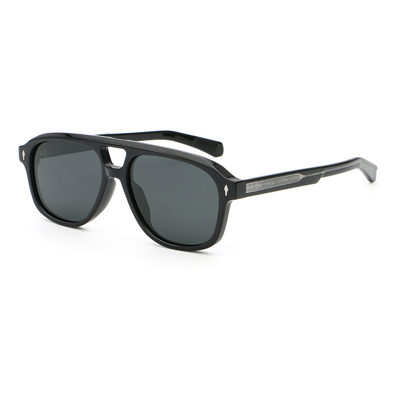 Square Navigator Sunglasses | Cutout-Bridge Rivet-Detail Eyewear | 9886P