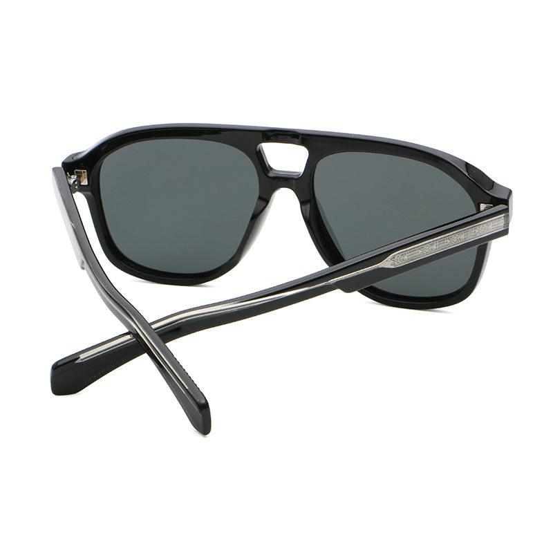 Square Navigator Sunglasses | Cutout-Bridge Rivet-Detail Eyewear | 9886P
