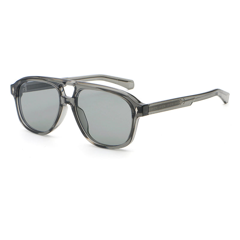 Square Navigator Sunglasses | Cutout-Bridge Rivet-Detail Eyewear | 9886P