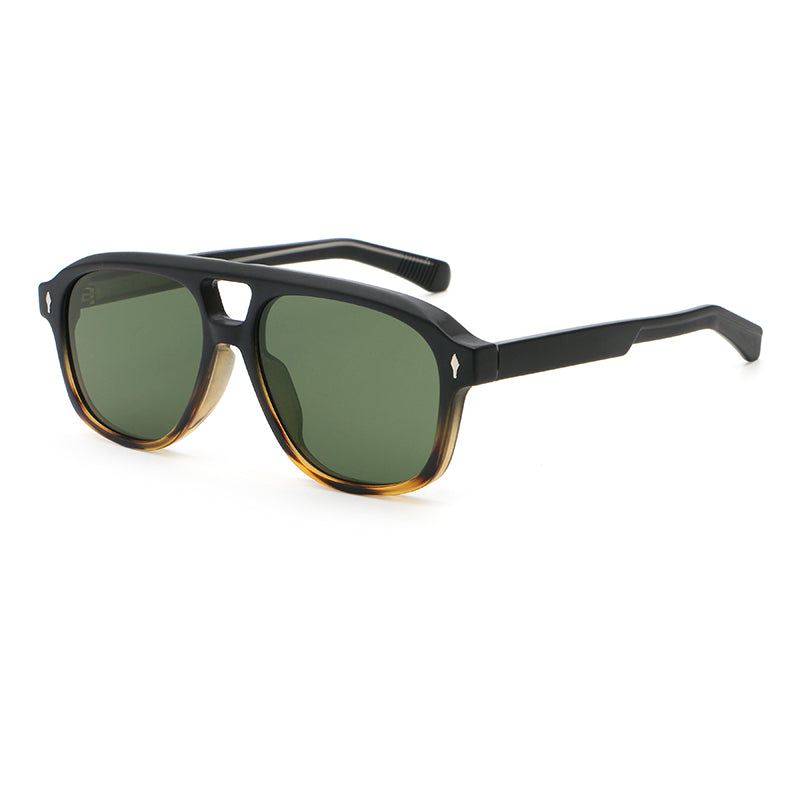 Square Navigator Sunglasses | Cutout-Bridge Rivet-Detail Eyewear | 9886P