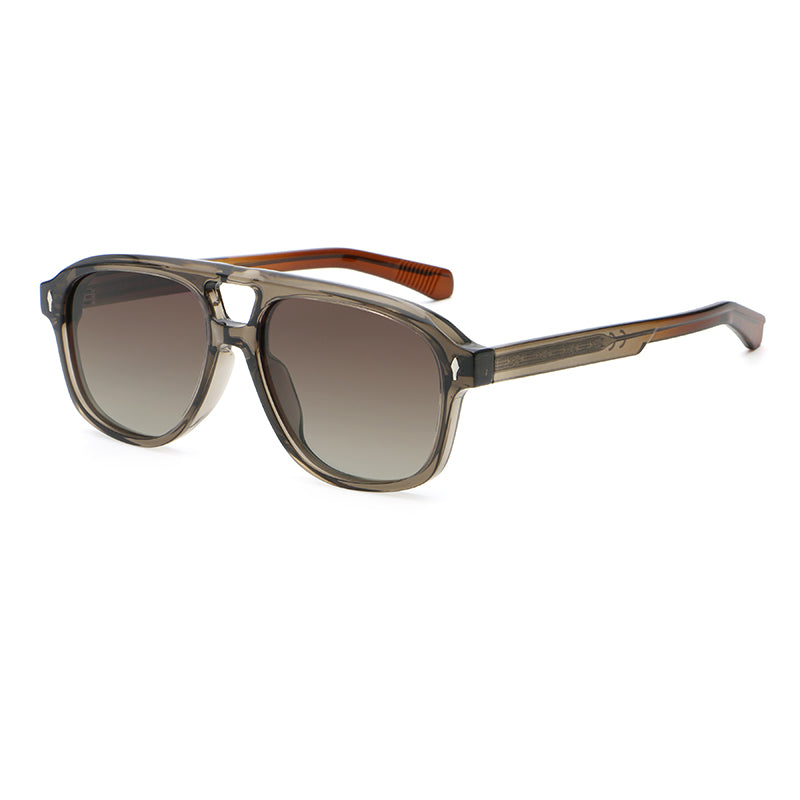 Square Navigator Sunglasses | Cutout-Bridge Rivet-Detail Eyewear | 9886P