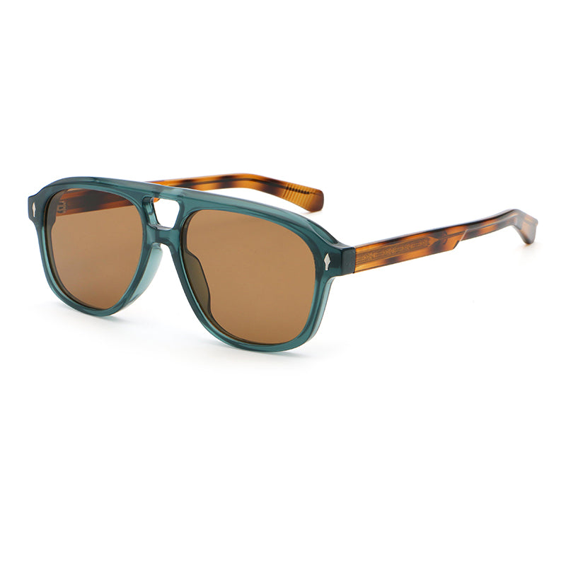 Square Navigator Sunglasses | Cutout-Bridge Rivet-Detail Eyewear | 9886P