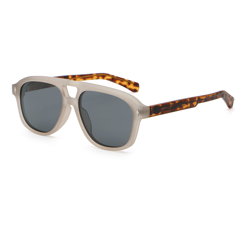 Square Navigator Sunglasses | Cutout-Bridge Rivet-Detail Eyewear | 9886P