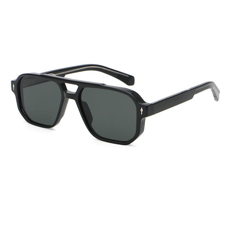 Oversized Square Double-Bridge Sunglasses | Rivet-Detail Statement Eyewear | 9820