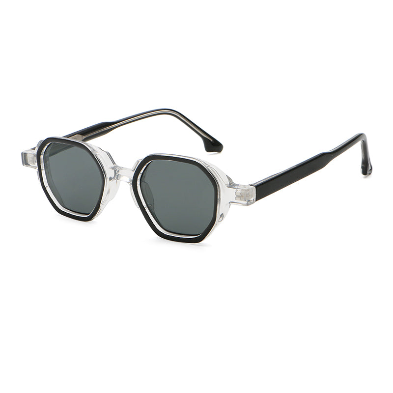 Geometric Round Sunglasses | Layered-Rim Transparent Statement Eyewear | 6262