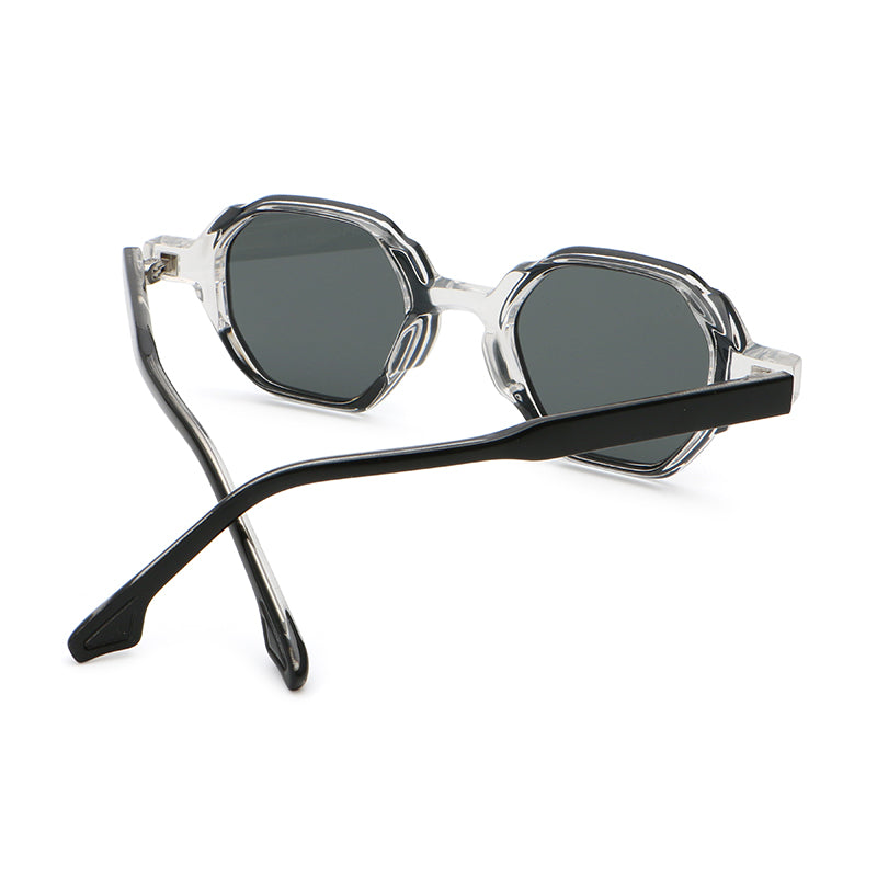 Geometric Round Sunglasses | Layered-Rim Transparent Statement Eyewear | 6262