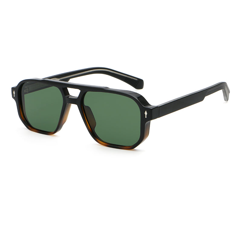 Oversized Square Double-Bridge Sunglasses | Rivet-Detail Statement Eyewear | 9820