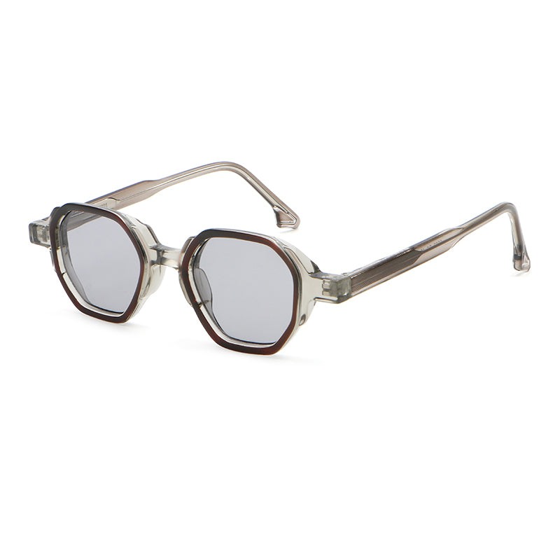 Geometric Round Sunglasses | Layered-Rim Transparent Statement Eyewear | 6262
