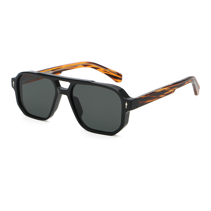 Oversized Square Double-Bridge Sunglasses | Rivet-Detail Statement Eyewear | 9820