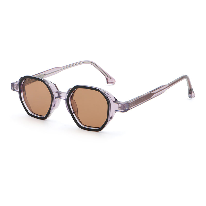 Geometric Round Sunglasses | Layered-Rim Transparent Statement Eyewear | 6262