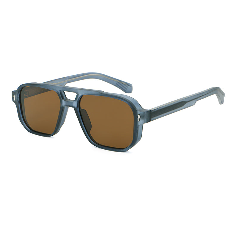 Oversized Square Double-Bridge Sunglasses | Rivet-Detail Statement Eyewear | 9820