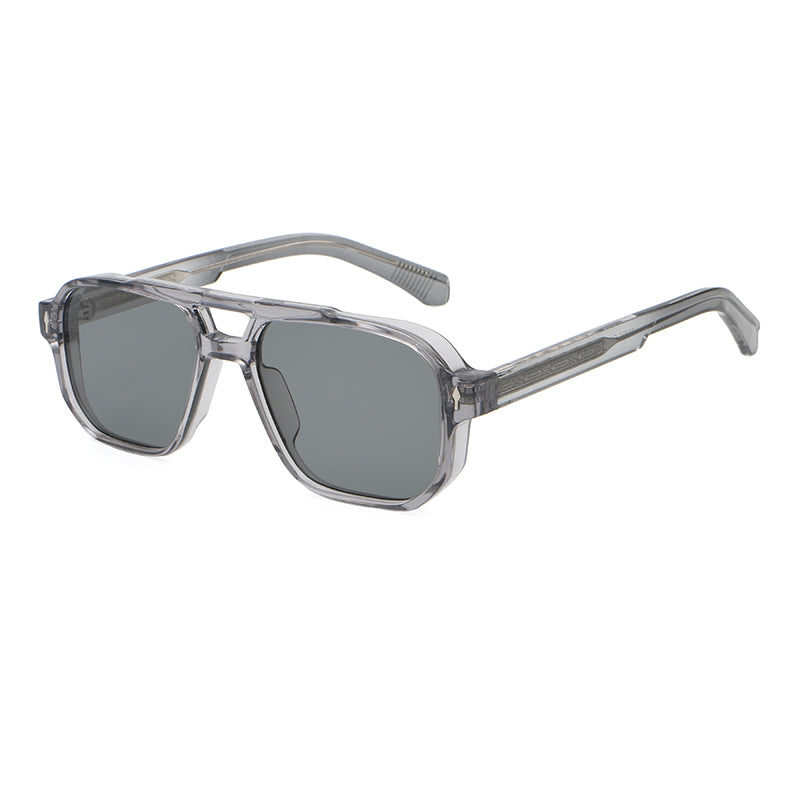 Oversized Square Double-Bridge Sunglasses | Rivet-Detail Statement Eyewear | 9820